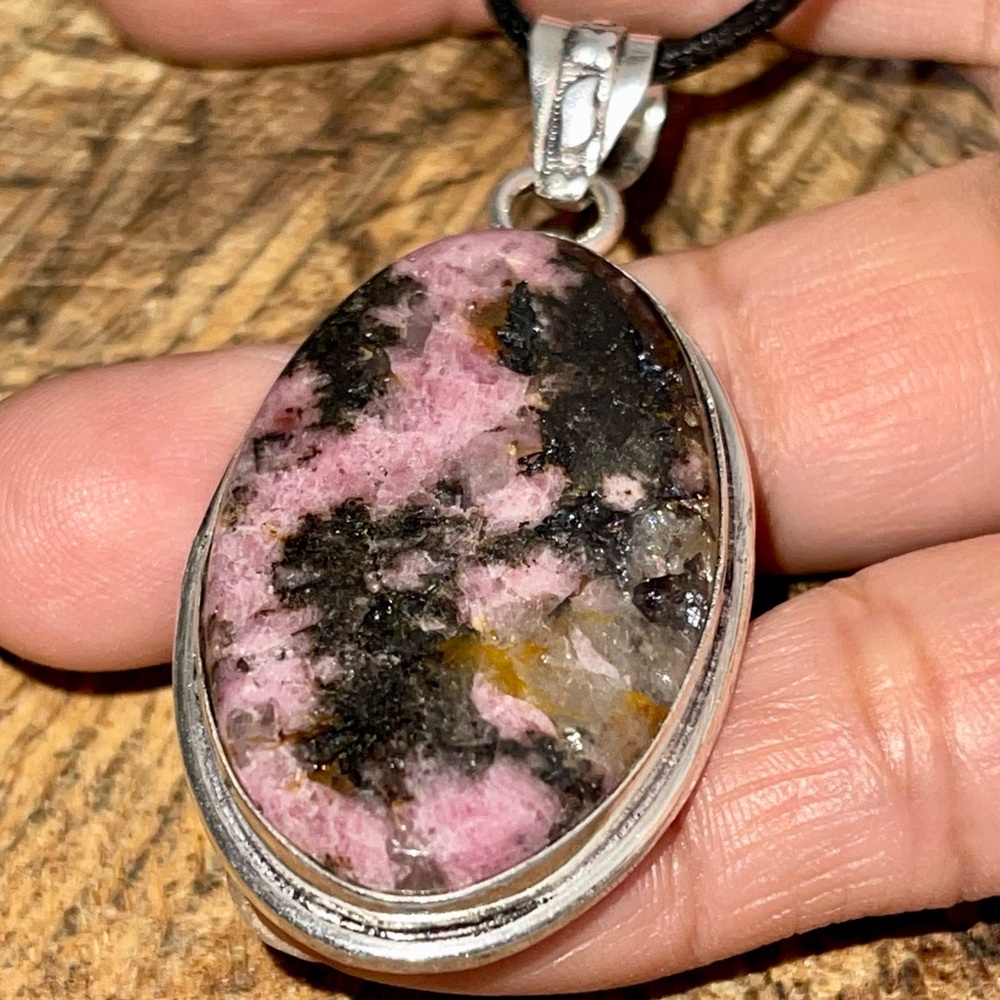 Earthy Rhodonite Pendant 2” - Picture 10 of 14